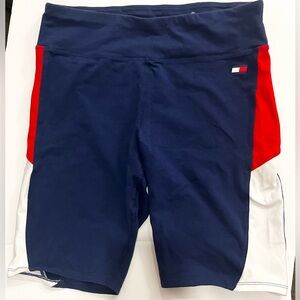 Tommy Hilfiger High Rise Bike Womens Active Pants Size L, Color: Navy/White